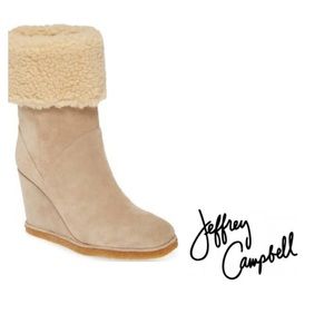 Jeffrey Campbell Suede Alaskan Fur Wedge B…